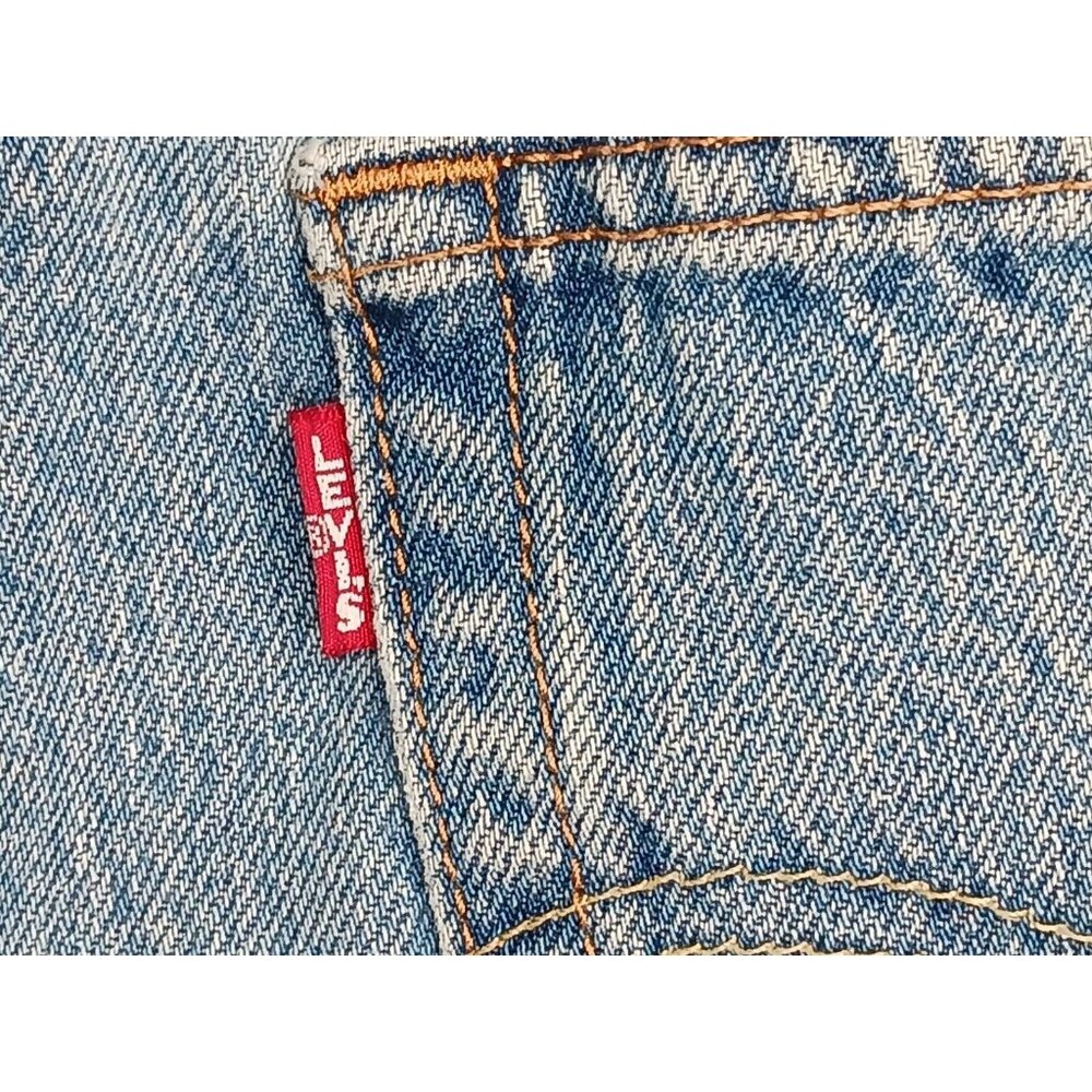 LEVIS 501 Premium Sport Tape Denim Jean Shorts Cutoffs Frayed Hem Big E Sz 26 - Picture 9 of 16